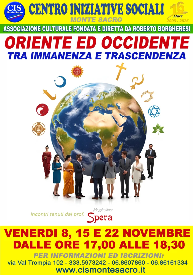 Oriente ed Occidente, tra Immanenza e Trascendenza: dall’8 novembre Mini Corso gratuito per gli iscritti ai Corsi del CIS Montesacro